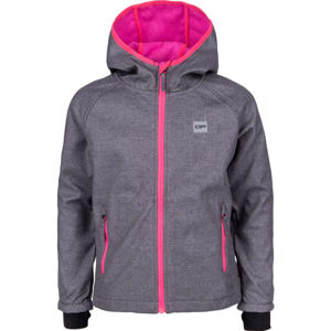 ALPINE PRO ZANAGO Gyerek softshell kabát, szürke,rózsaszín, méret