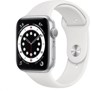 Karórák Apple Apple Watch S6 GPS, 44mm Silver Aluminium Case with White Sport Band - Regular