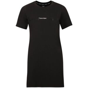 Calvin Klein EMBOSSED ICON LOUNGE-S/S NIGHSHIRT Női ruha, fekete, veľkosť L