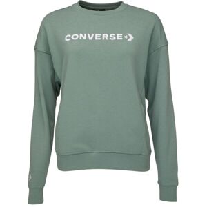 Converse WORDMARK FLEECE HOODIE EMB Női pulóver, zöld, méret