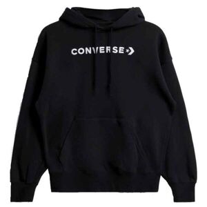 Converse WORDMARK FLEECE HOODIE EMB Női pulóver, fekete, veľkosť S