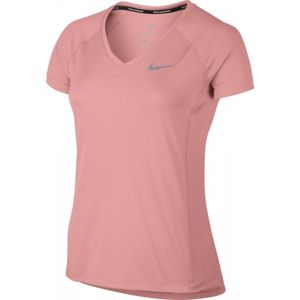 Nike W NK DRY MILER TOP V-NECK rózsaszín L - Női sportos póló