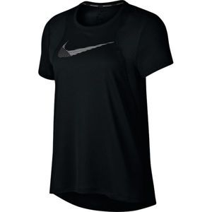 Nike RUN TOP SS FL fekete L - Női futópóló