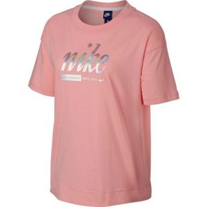 Nike SPOSTSWEAR TOP CROP METALLIC rózsaszín S - Női póló