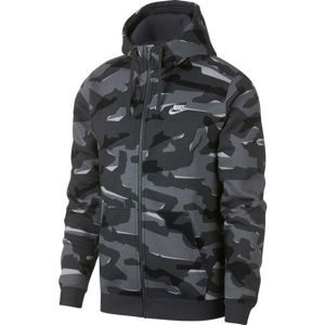 Nike NSW CLUB CAMO HOODIE FZ BB szürke S - Férfi kapucnis pulóver