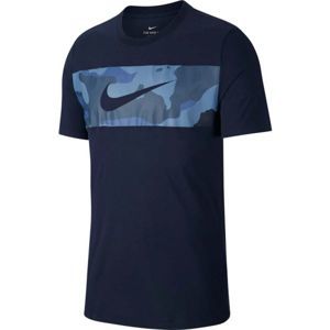 Nike DRY TEE CAMO BLOCK sötétkék XL - Férfi póló