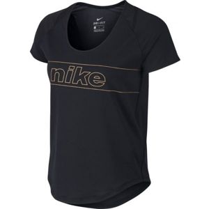 Nike TOP SS 10K GLAM W fekete M - Női póló futáshoz
