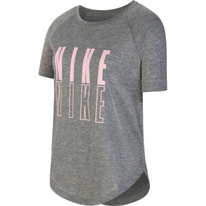 Nike SS TROPHY GFX TOP G Lány póló, szürke,rózsaszín, méret