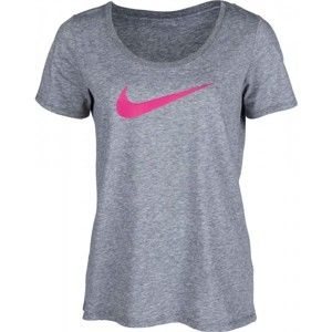 Nike DRY TEE DF SS SCOOP 2 W sötétszürke L - Női póló