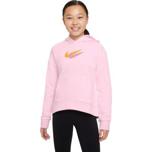 Nike NSW FLC HOODIE SSNL PRNT Lány pulóver, rózsaszín, veľkosť L