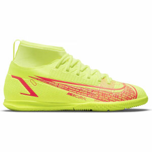 Nike JR MERCURIAL SUPERFLY 8 CLUB IC Gyerek teremcipő, fényvisszaverő neon, méret 35.5
