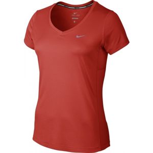 Nike MILER V-NECK piros L - Női póló futáshoz