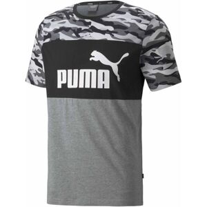 Puma ESS+ CAMO TEE Férfi póló, sötétszürke, méret