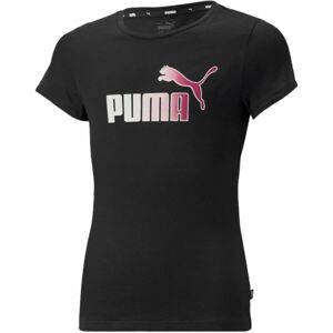 Puma ESS+BLEACH LOGO TEE Lány póló, fekete, veľkosť 164