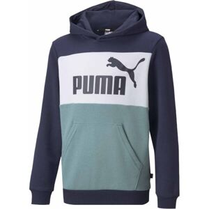 Puma ESS+COLORBLOCK HOODIE TR Fiú pulóver, sötétkék, veľkosť 140