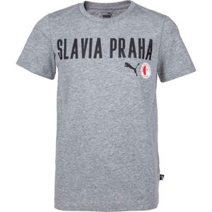 Puma Slavia Prague Graphic Tee Jr GRY Fiú póló, szürke, méret 128