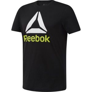 Reebok QQR - STACKED fekete S - Férfi póló