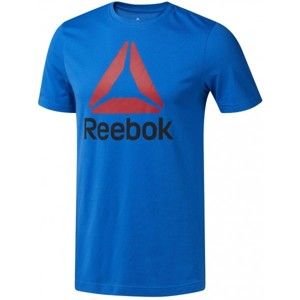 Reebok QQR-REEBOK STACKED kék S - Férfi sportpóló