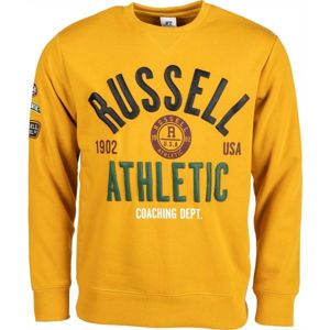 Russell Athletic PRINTED CREWNECK SWEATSHIRT sárga S - Férfi pulóver