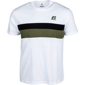Russell Athletic STRIPED PANEL CREWNECK TEE SHIRT fehér 2xl - Férfi póló