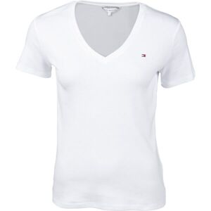 Tommy Hilfiger IM SLIM SOLID V-NK TOP SS Női póló, fehér, veľkosť XS
