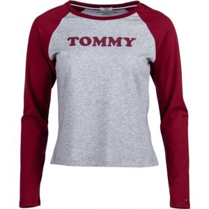 Tommy Hilfiger LS TEE SLOGAN szürke S - Hosszú ujjú női póló
