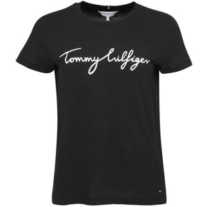 Tommy Hilfiger REG C-NK SIGNATURE TEE Női póló, fekete, méret